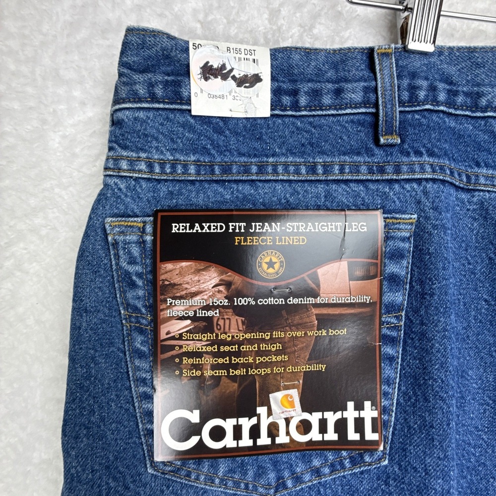 Carhartt Relaxed Fit Fleece Lined Jeans Mens 50x30 B155 DST‎ Darkstone NWT NOS